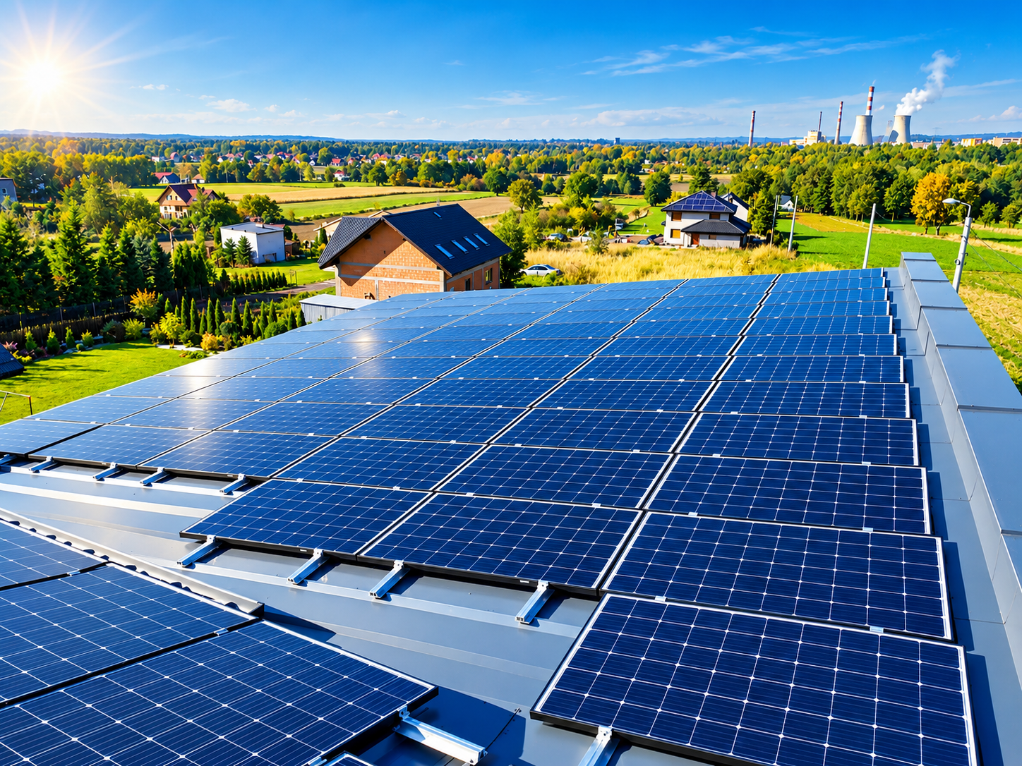Panele fotowoltaiczne na dachu firmy FLOW CONTROL o mocy 26,66 kWp w Wyrach